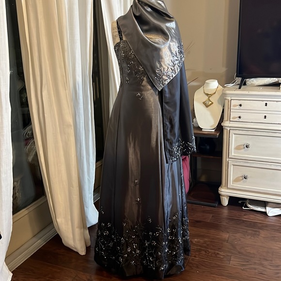 Dresses | Evening Gown Long Elegant Charcoal Grey Black Gala Black Tie ...